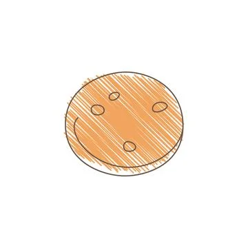 Hand Drawn Sketch Of An Oval Cookie With Chocolate Chips And Irregular Edges Stock Illustration