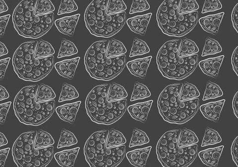 Hand Drawn Sketch Pizza Pattern Stock Illustration