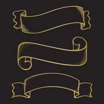 Hand drawn sketch ribbons Stock Illustration