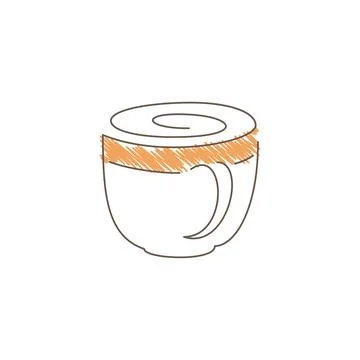Hand Drawn Sketch Of A Rounded Cappuccino Cup With Soft Airy Foam Illustration