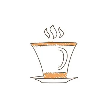 Hand Drawn Sketch Of A Rounded Coffee Cup With Wavy Steam Lines Rising Illustration
