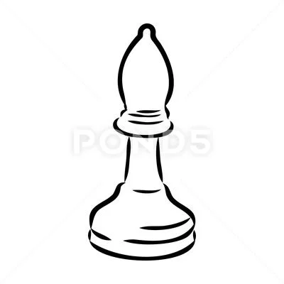 Pawn - chess piece isolated on white background. Hand drawn sketch