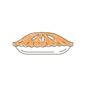 Hand Drawn Sketch Of A Side View Pie With Orange Brown Crust And Slits Stock Illustration