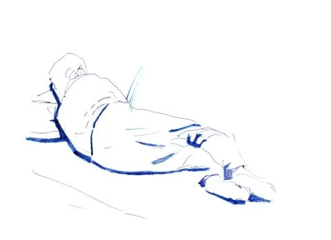 Hand drawn sketch of sleeping man Ilustração Stock