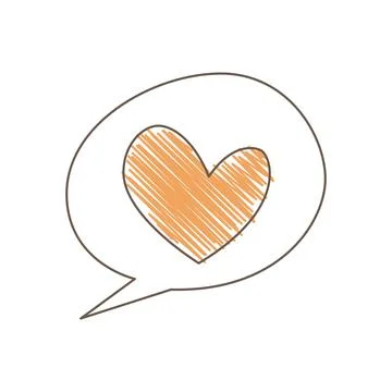 Hand Drawn Sketch Of A Speech Bubble With Heart Inside And Horizontal Hatchin Stock Illustration