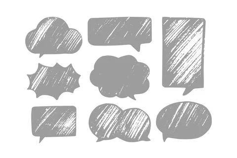 Hand drawn sketch speech bubbles set. Vector illustration. Stock Illustration