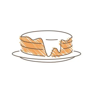 Hand Drawn Sketch Of A Stack Of Pancakes On Plate With Inside Fold Stock Illustration