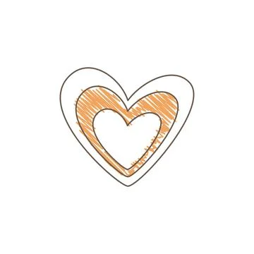 Hand Drawn Sketch Of Three Overlapping Hearts With Orange Hatching Fill Stock Illustration