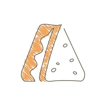 Hand Drawn Sketch Of A Triangular Sandwich With Seeds And Wavy Filling Stock Illustration