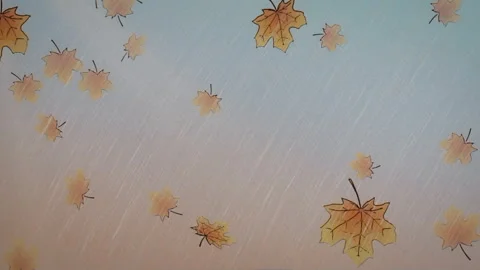 Hand Drawn Sketched Fall Leaves Animated Backdrop Stock Footage 288030178