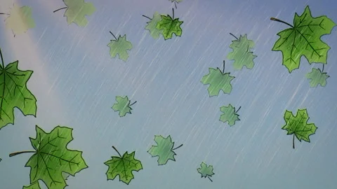 Hand Drawn Sketched Spring Leaves Animated Backdrop Stock Footage 288022943