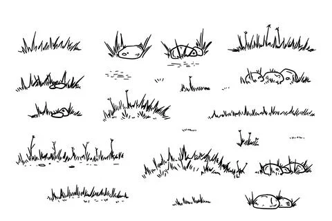 Hand-drawn sketches of grassy fields Stock Illustration