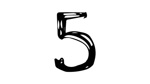 Hand drawn sketchy doodle five, stop motion animation on a white background Stock Footage 150434492