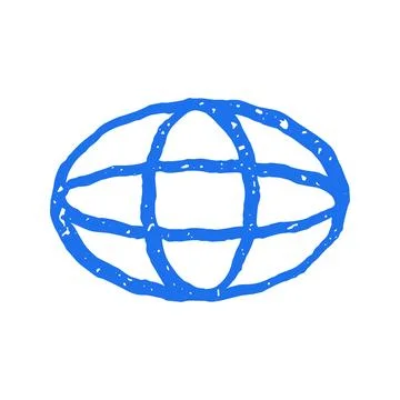 A hand drawn sketchy globe icon showing lines of latitude and longitude. This イラスト素材