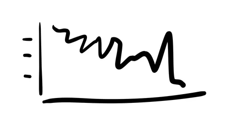 Hand-drawn sketchy line graph of active decline Video stock 111054881