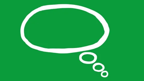 Hand Drawn Sketchy Oval Thought Bubble White Line 2D Animation Green Screen Stock Footage 341798513