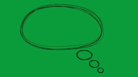 Hand Drawn Sketchy Oval Thought Bubble Black Outline 2D Animation Green Screen Vídeos de archivo 341798569