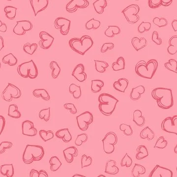 Hand drawn sketchyseamless pattern with hearts Stock Illustration