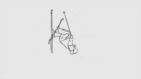 Hand drawn Skiing with transparent (alpha) background Vídeos de archivo 249594460