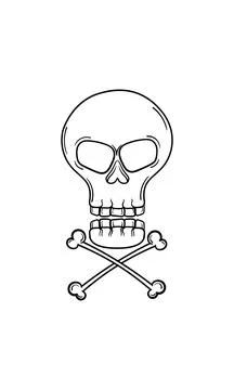 Hand drawn skull with fire Stock Illustration