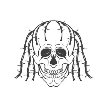 Hand drawn skull vector modern illustration Stock Illustration