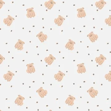 Hand drawn sleepy dog pattern background. Illustrazione stock