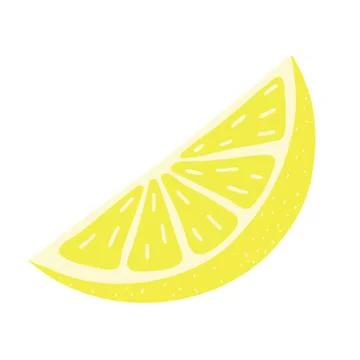Hand drawn slice of lemon with leaf, cartoon style, vector Illustrazione stock