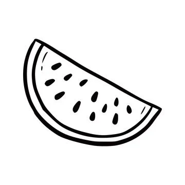 Hand drawn slice watermelon. Doodle Stock Illustration