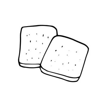 Hand drawn sliced bread pieces Stock Illustration