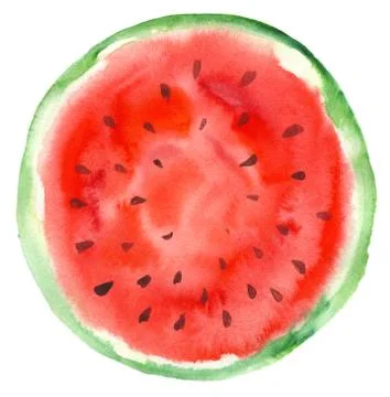 Hand-drawn sliced watermelon Stock Illustration