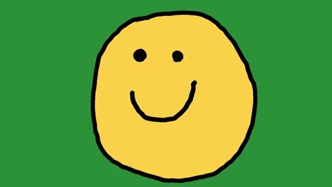 Hand-Drawn Slight Smile Face | 2D Animated Content Expression on green screen 库存影片 333983250