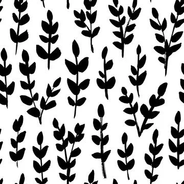 Hand drawn small leaves vector seamless pattern Stock Illustration