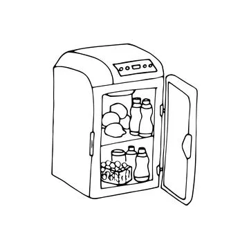 Hand drawn small refrigerator for car Stock Illustration