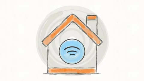 Hand Drawn Smart Home WiFi Icon Animation Stock Footage 341766307