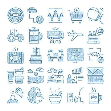 Hand drawn smart technology and industry concepts Stock Illustration