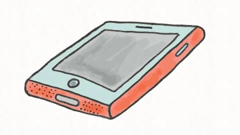Hand Drawn Smartphone Icon Animation in Minimal Doodle Style Stock Footage 341863455