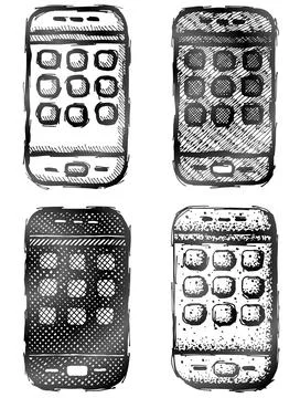Hand drawn smartphone Stock Illustration