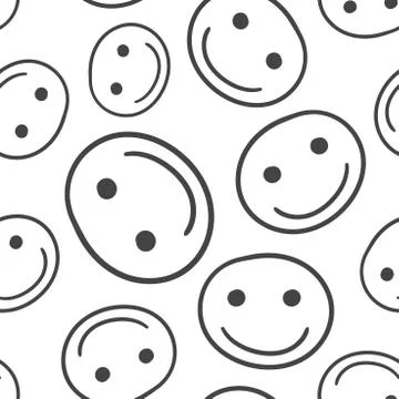 Hand drawn smiley face seamless pattern background. Business flat vector illu Illustrazione stock