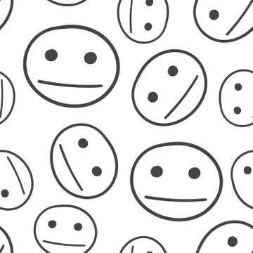 Hand drawn smiley face seamless pattern background. Business flat vector illu Stock Illustration