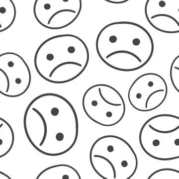 Hand drawn smiley face seamless pattern background. Business flat vector illu Stock Illustration