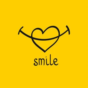 Hand drawn smiley with heart Stock Illustration