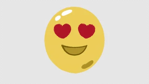 Hand-drawn smiling face with heart-eyes animated emoji Stock Footage 262372292