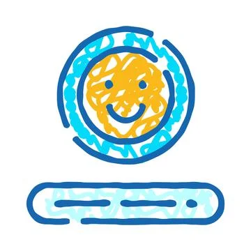 Hand drawn smiling face icon showing positive emotions Illustrazione stock
