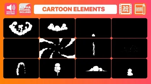 Hand Drawn Smoke Elements Transitions And Titles 库存 After Effects