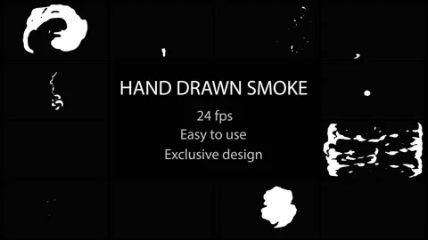 Hand Drawn Smoke Motion Graphics Pack Stock Footage 92847535
