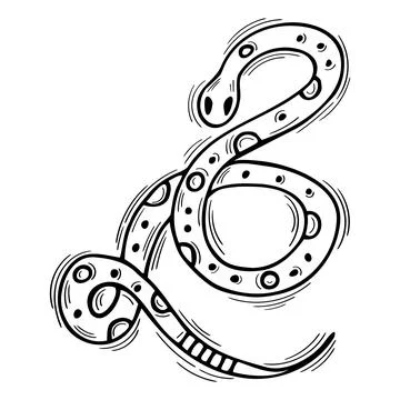 Hand drawn snake. Element of esotericism, mysticism, witchcraft. Animal sil.. Stock Illustration