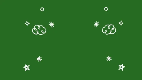 Hand Drawn Snow Cloud Sparkle Animation on Green Screen | 2D Hand Drawn Doodle Stock Footage 328988675