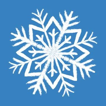 Hand drawn snow flake, hand made art with crayon. Abstract geometric snowflake Stock Illustration