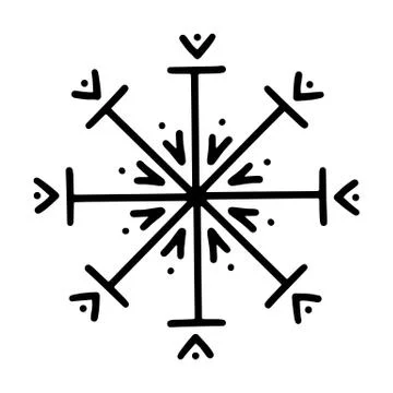 Hand drawn snowflake icon. Isolated on white background. Stock Illustration