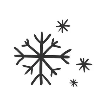 Hand drawn snowflake vector icon. Snow flake sketch doodle illustration. Hand Stock Illustration